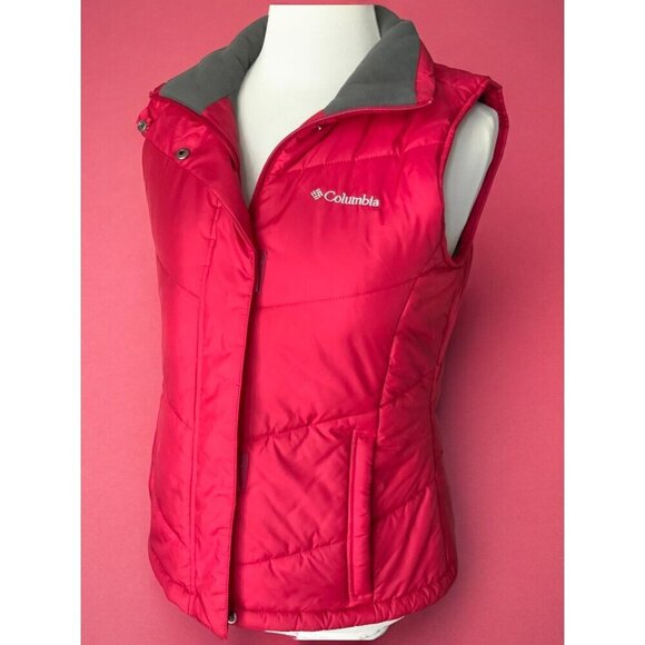 Columbia Womens Red Puffer Vest Small Fleece Lined Outerwear Warm Winter Jacket - Picture 10 of 10